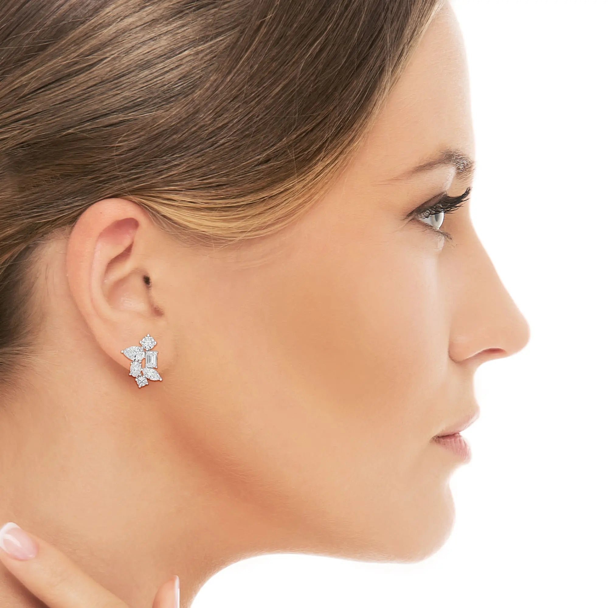 6.57 CT Multi Shape Lab Diamond Stud Earrings Jama Jewels