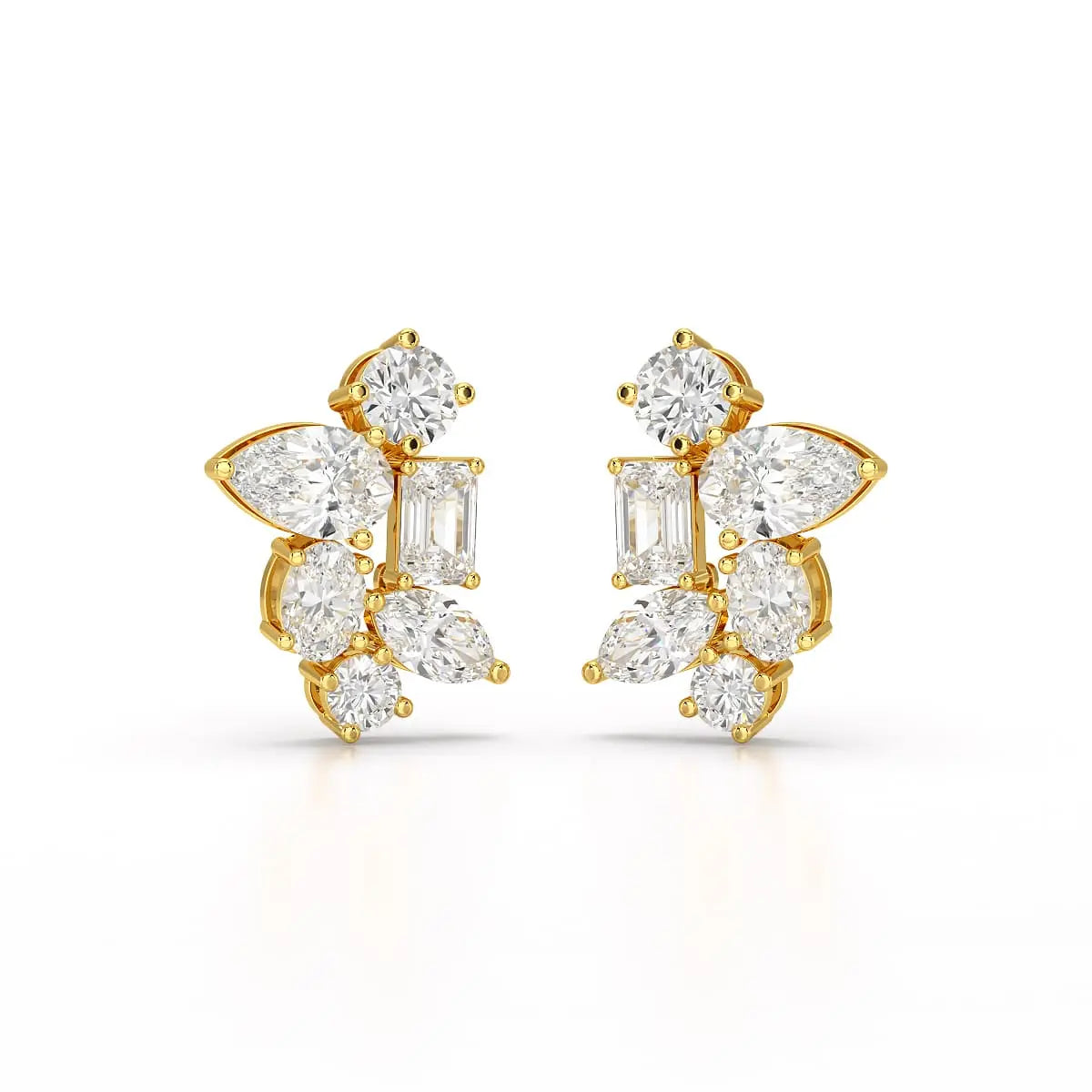 6.57 CT Multi Shape Lab Diamond Stud Earrings Jama Jewels