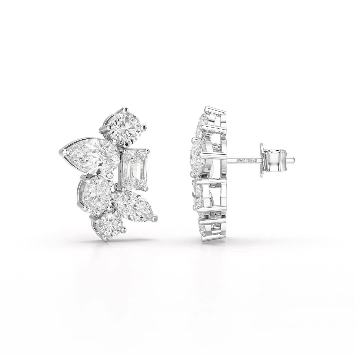 6.57 CT Multi Shape Lab Diamond Stud Earrings Jama Jewels