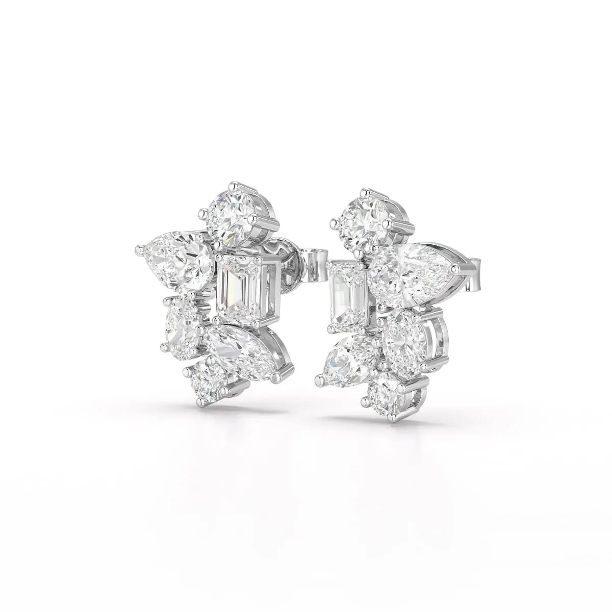 6.57 CT Multi Shape Lab Diamond Stud Earrings Jama Jewels