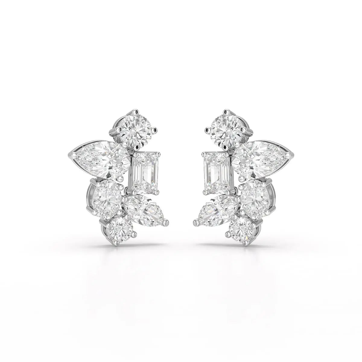 6.57 CT Multi Shape Lab Diamond Stud Earrings Jama Jewels