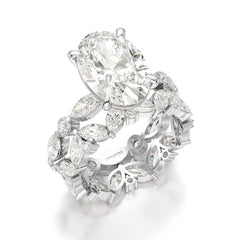 6.56 CT Oval and Marquise Cut Lab Diamond Ring Jama Jewels