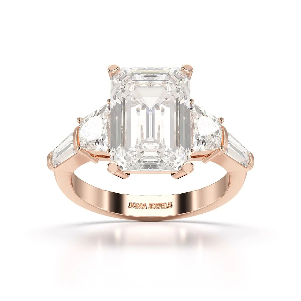 6.6 CT Lab Diamond Emerald and Tapper Cut Ring