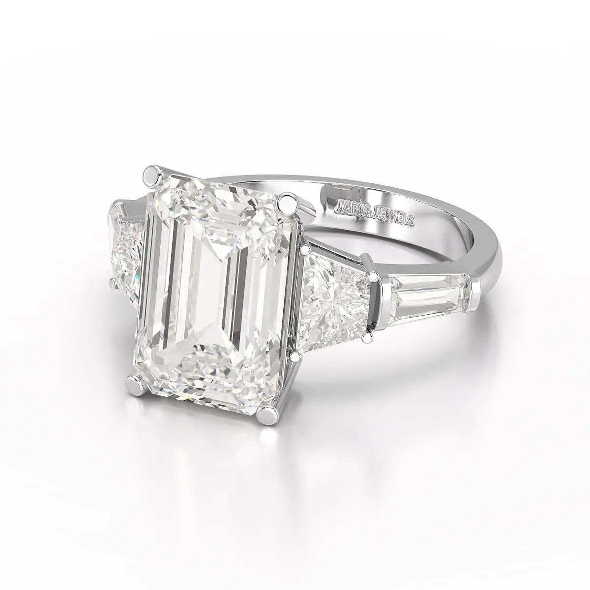 6.6 CT Lab Diamond Emerald and Tapper Cut Ring