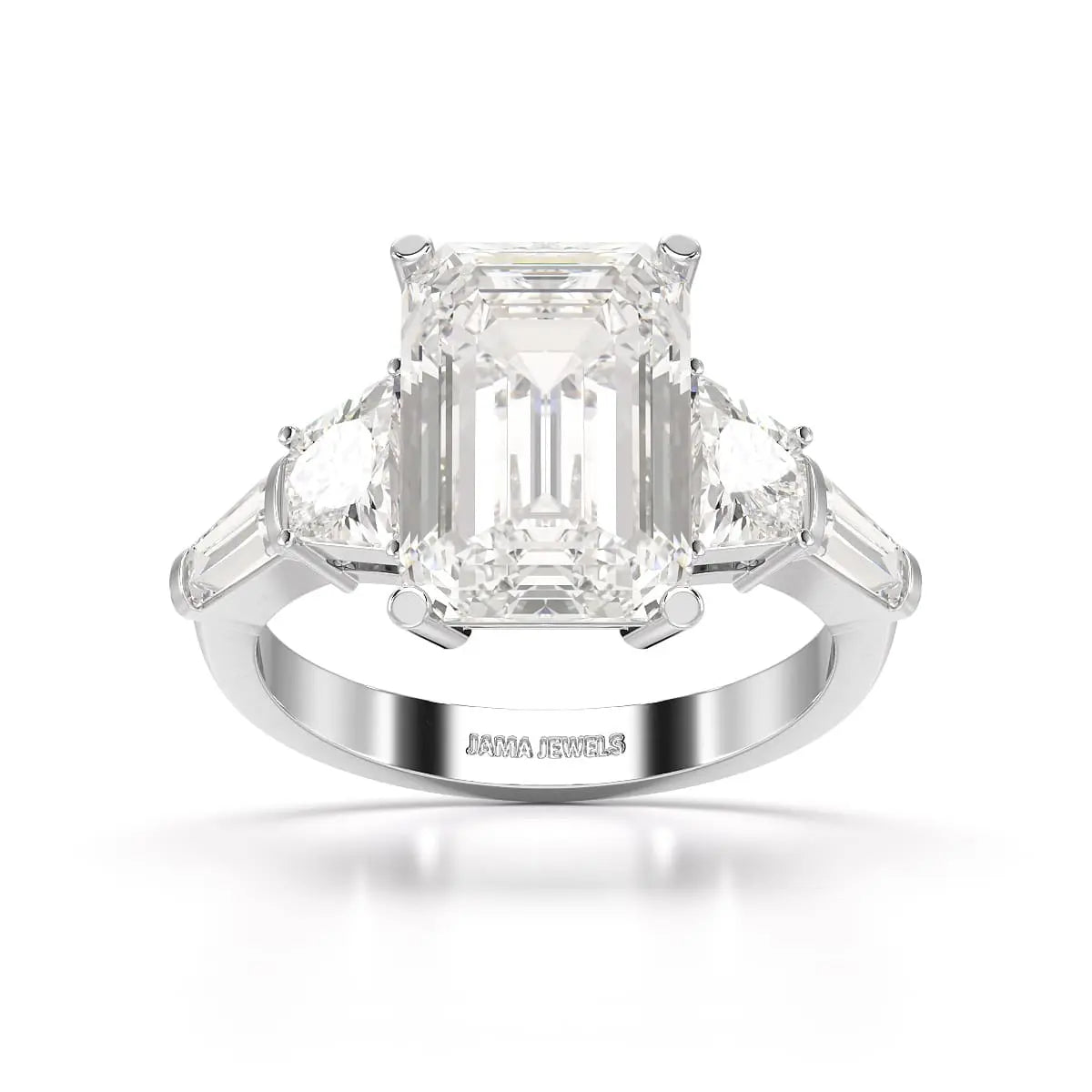 6.6 CT Lab Diamond Emerald and Tapper Cut Ring