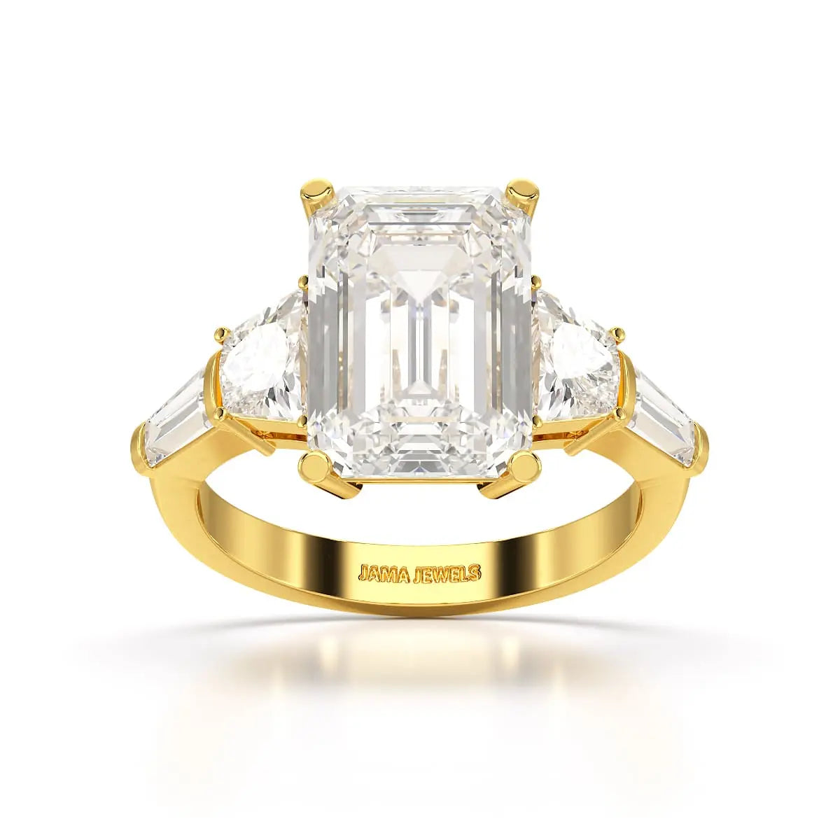 6.6 CT Lab Diamond Emerald and Tapper Cut Ring