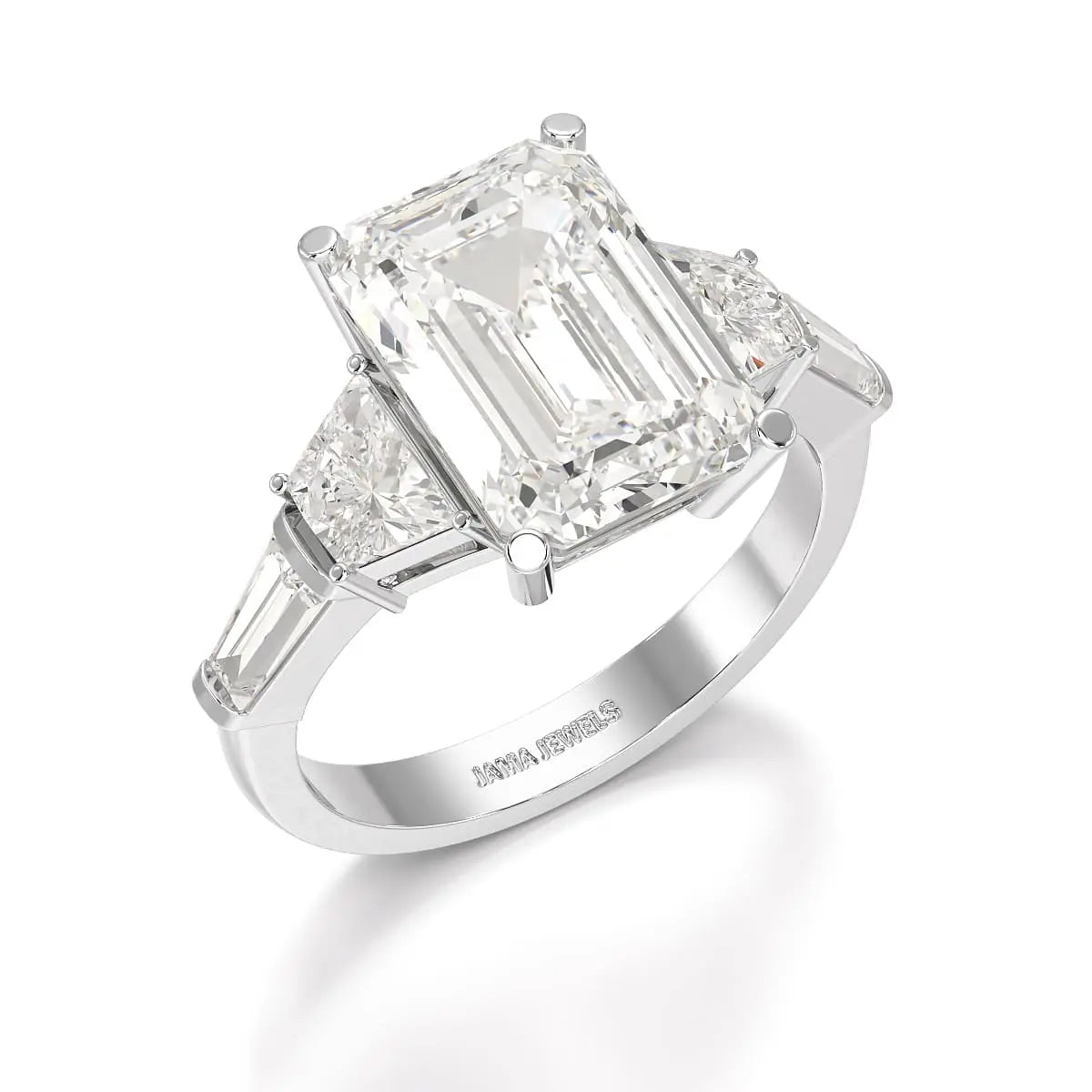 6.6 CT Lab Diamond Emerald and Tapper Cut Ring
