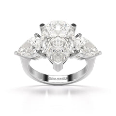 6.82 CT Lab Diamond Pear Cut Three Stone Ring