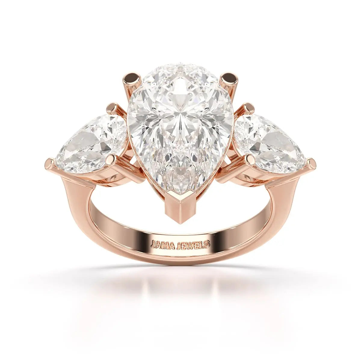 6.82 CT Lab Diamond Pear Cut Three Stone Ring