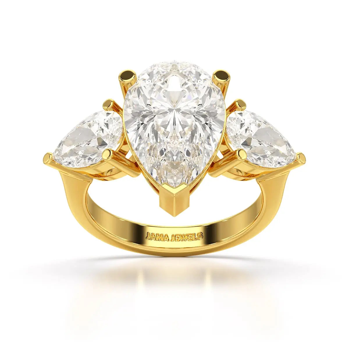 6.82 CT Lab Diamond Pear Cut Three Stone Ring