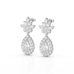 6.8 CT Pear and Marquise Cut lab Diamond Drop Earrings Jama Jewels