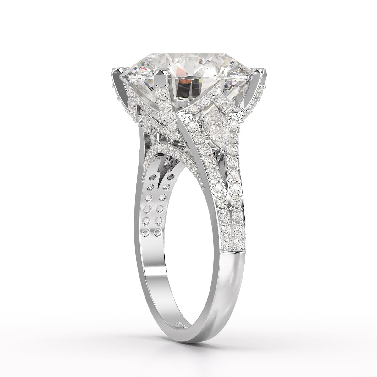 9.29 CT Halo Pave Lab Diamond Engagement Ring
