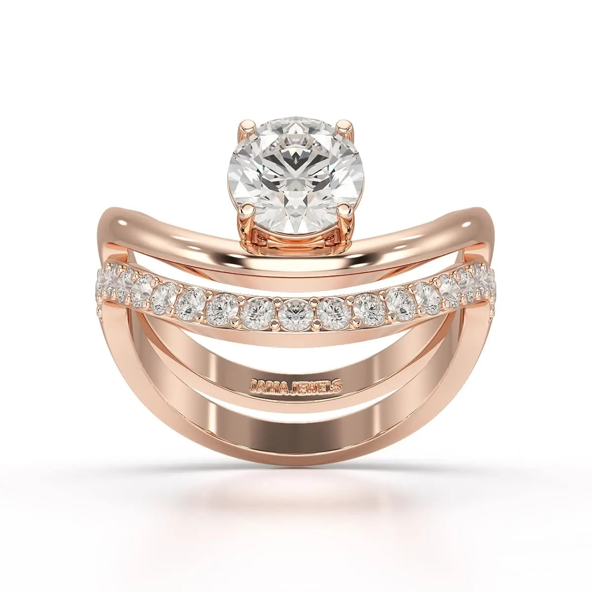 Curved Round Cut 1.3 CT Lab Diamond Ring Jama Jewels