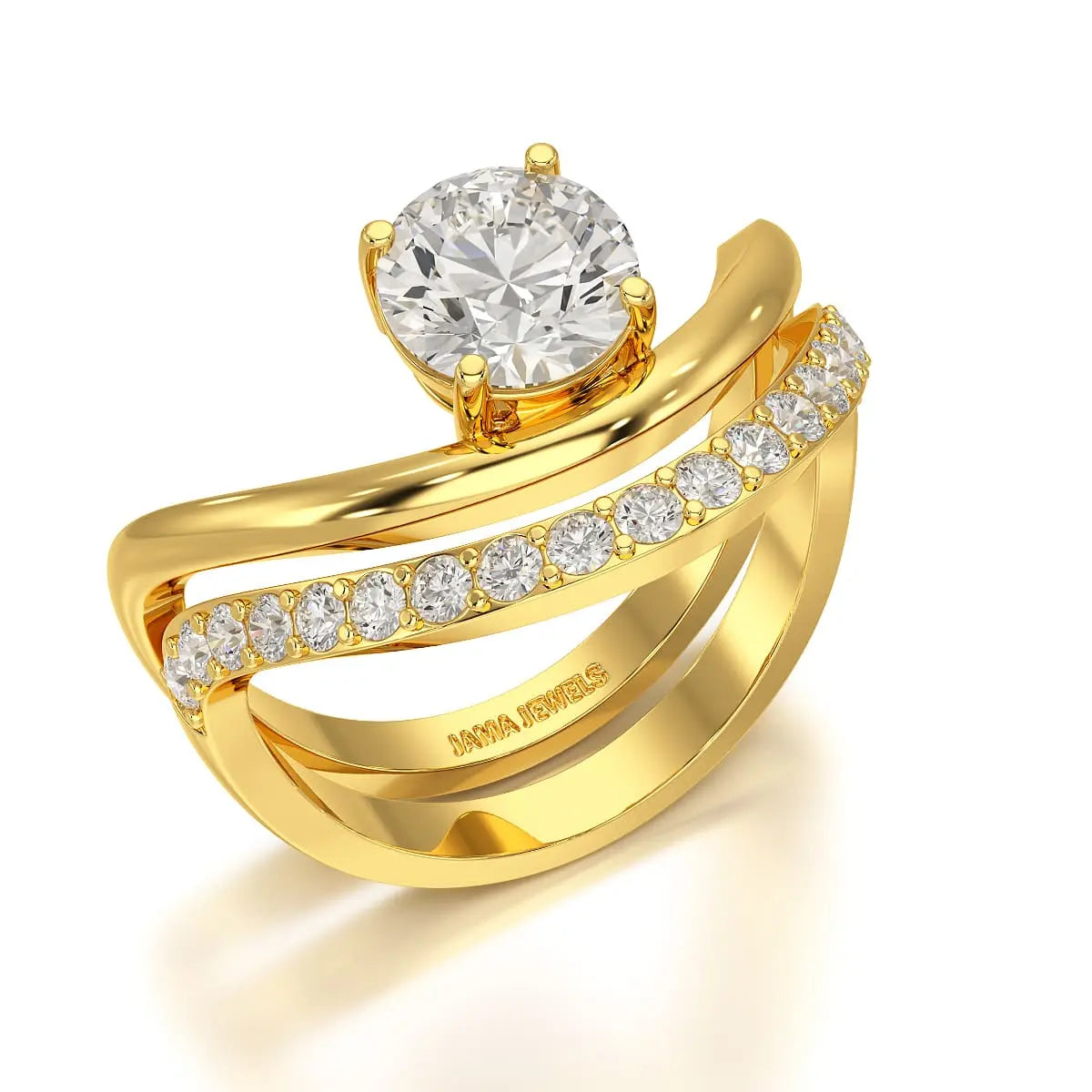 Curved Round Cut 1.3 CT Lab Diamond Ring Jama Jewels