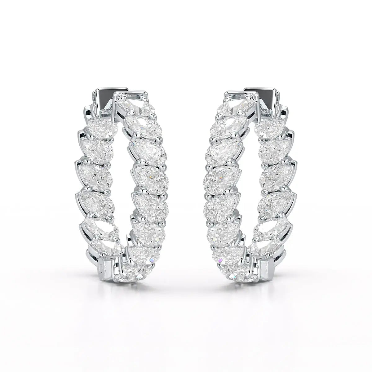 4.9 CT Pear Cut Lab Diamond Hoop Earrings Jama Jewels