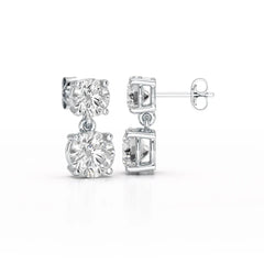 Simple Round Cut 6.34 CT Lab Diamond Drop Earring