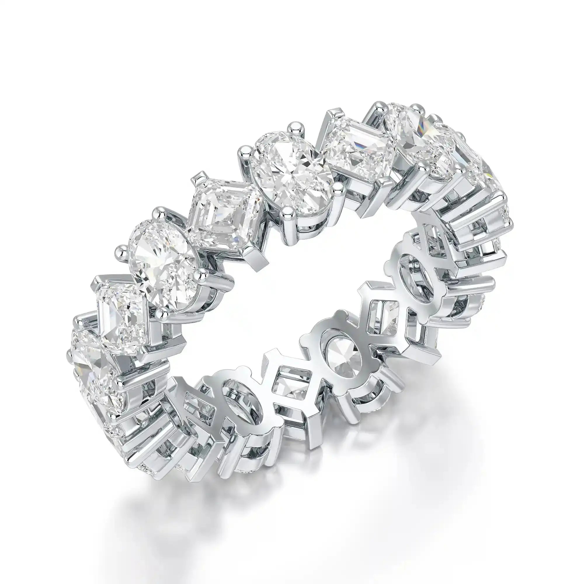 4.50 CT Asscher & Oval Cut Diamond Eternity Ring Jama Jewels