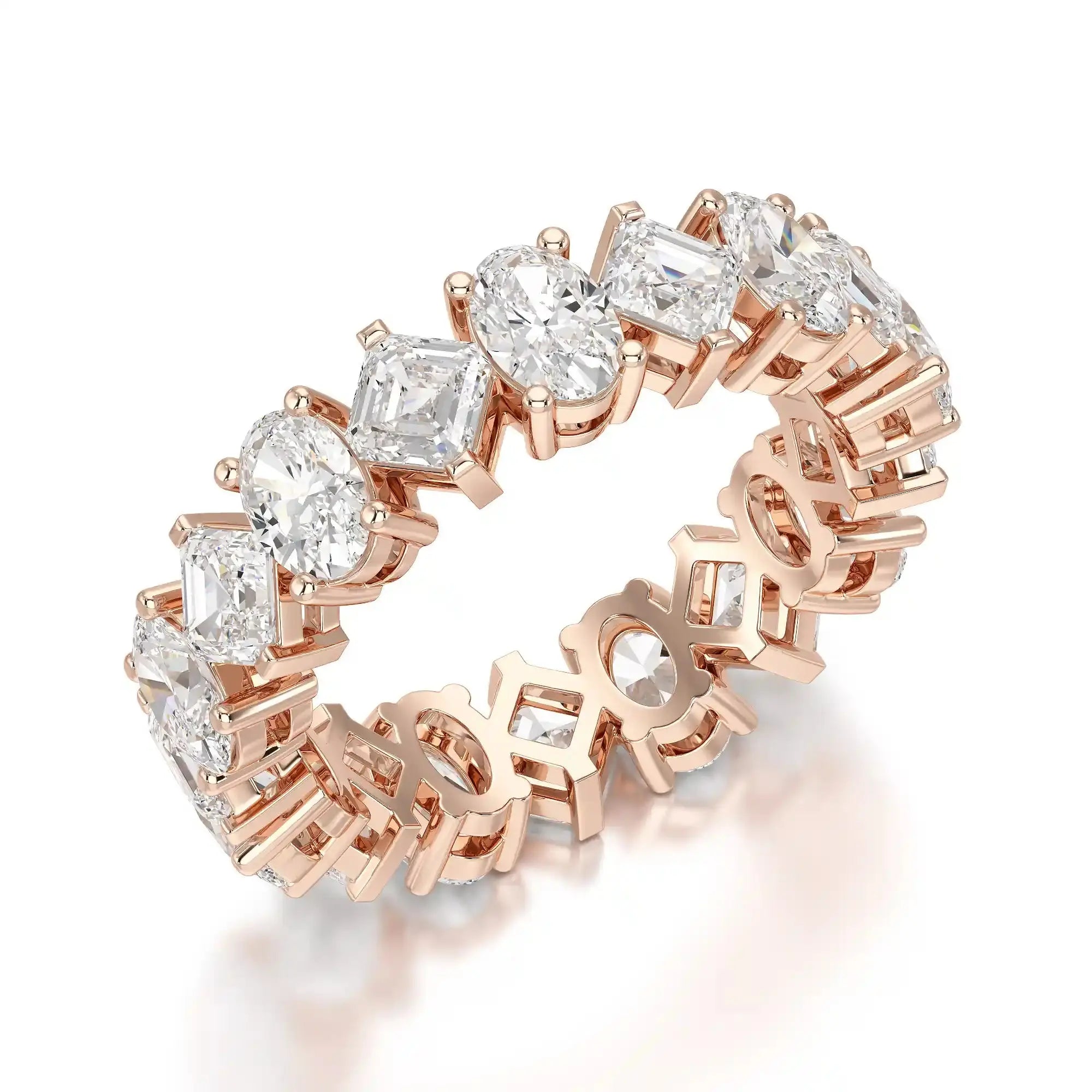 4.50 CT Asscher & Oval Cut Diamond Eternity Ring Jama Jewels