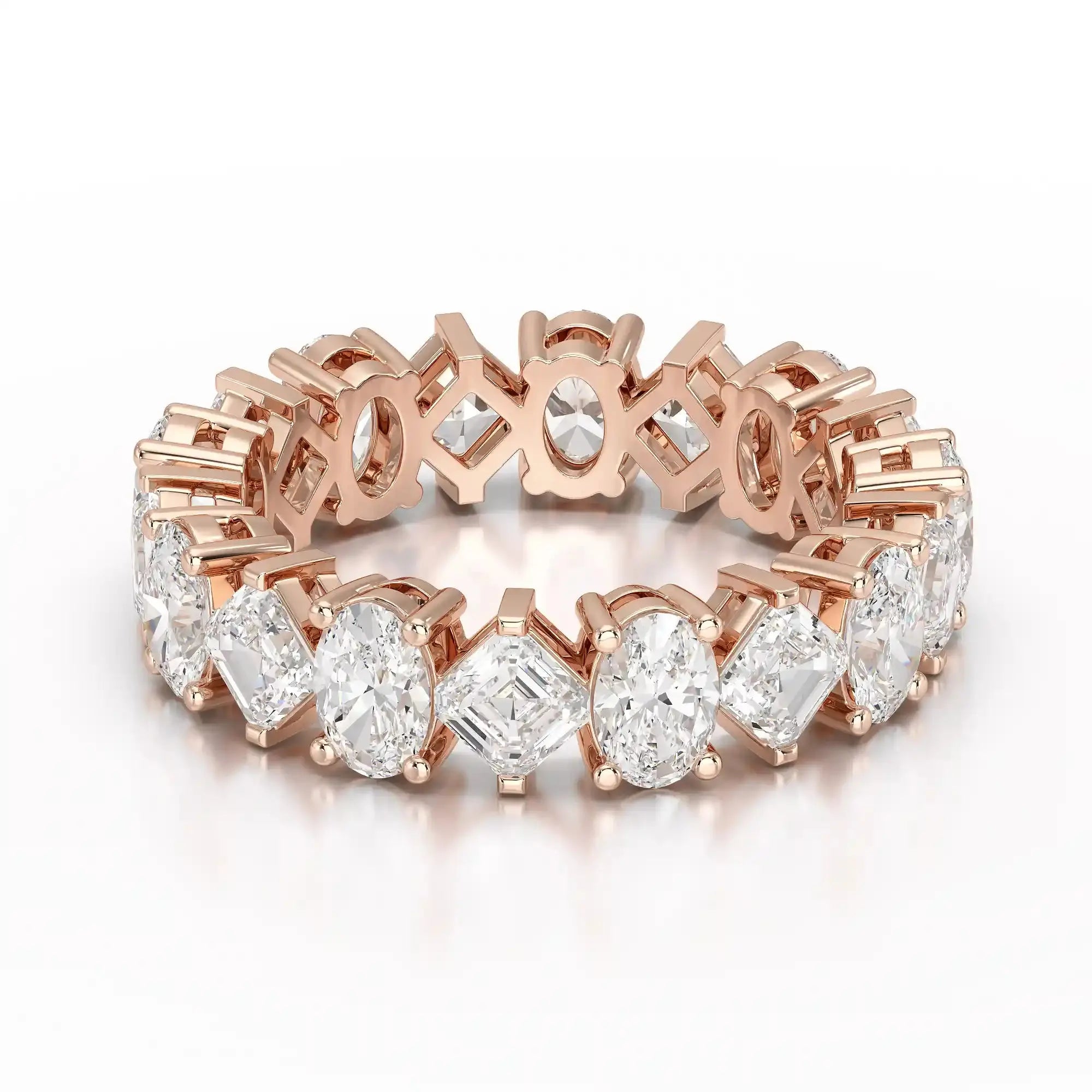 4.50 CT Asscher & Oval Cut Diamond Eternity Ring Jama Jewels