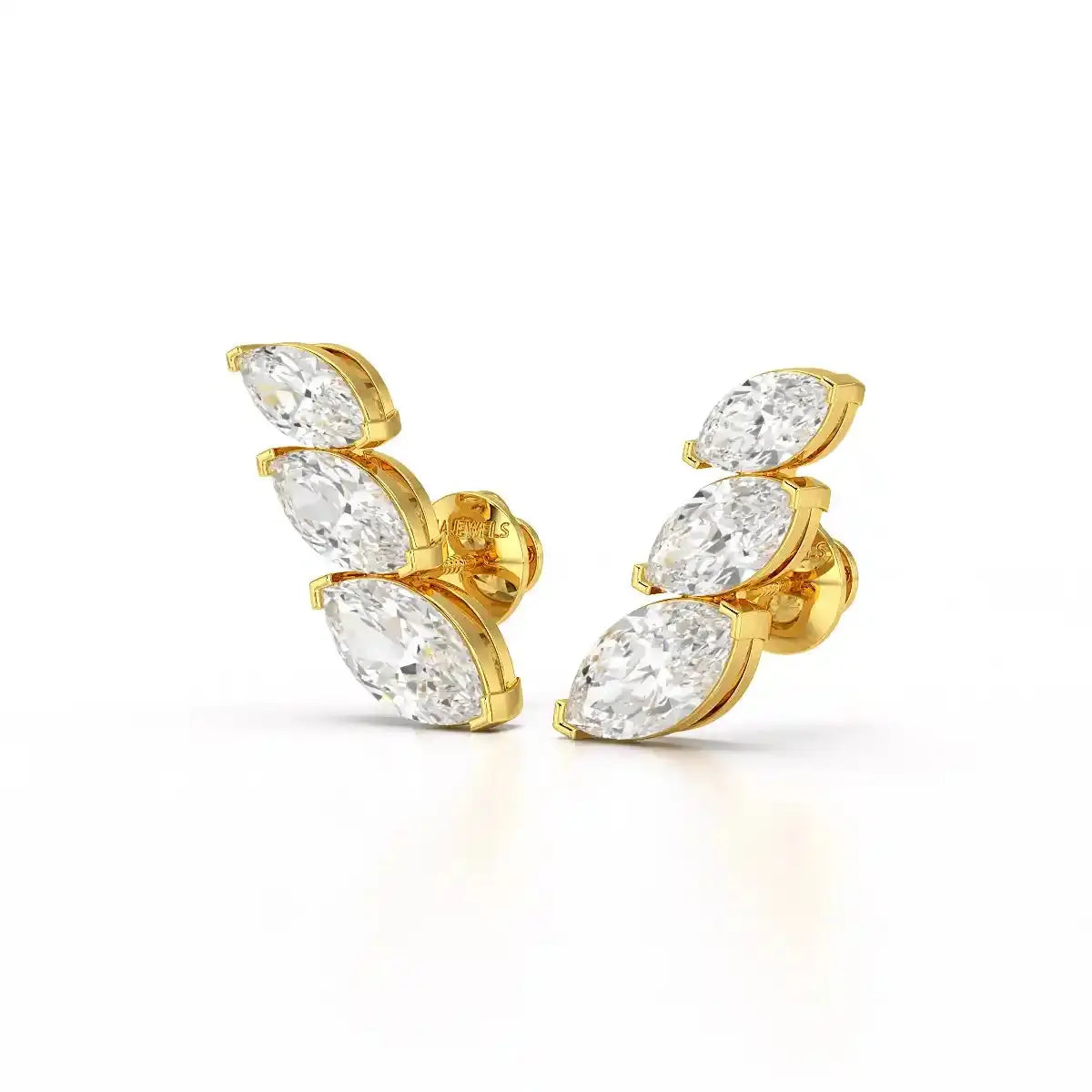 2.9 CT Trilogy Marquise Cut Lab Diamond Climber Earring Jama Jewels