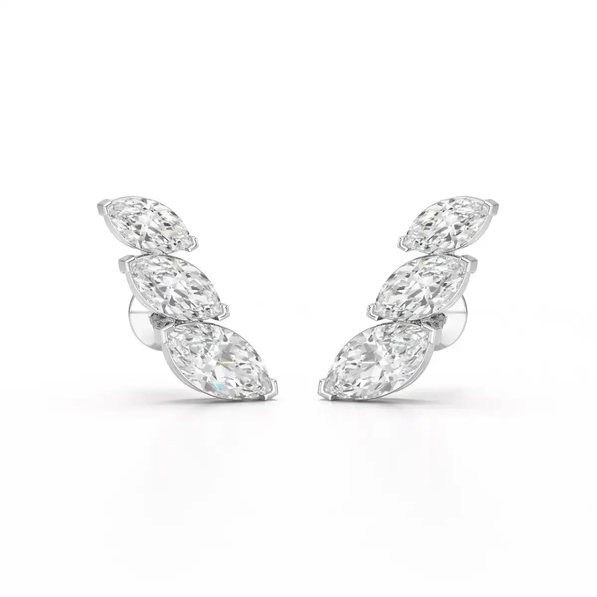 2.9 CT Trilogy Marquise Cut Lab Diamond Climber Earring Jama Jewels