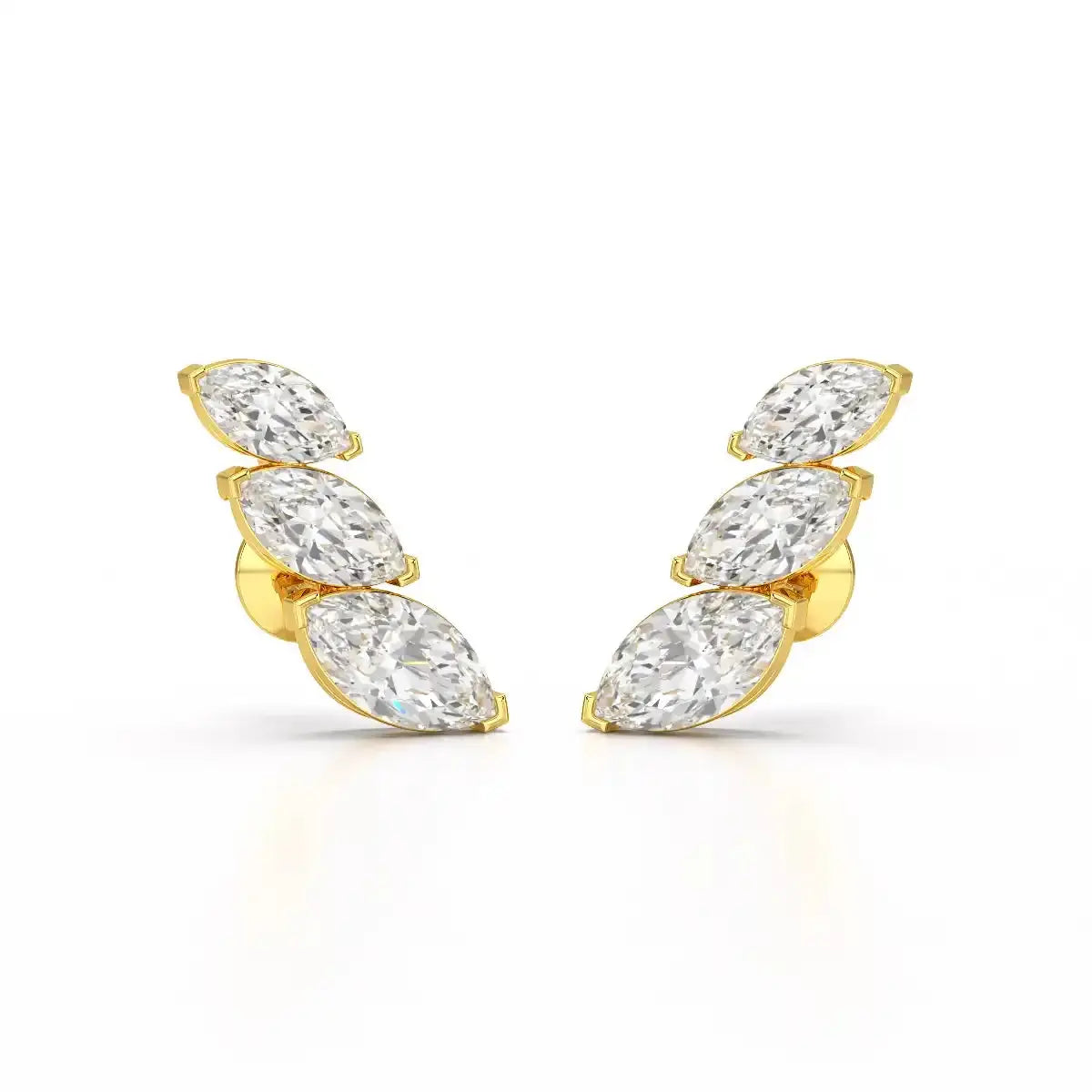 2.9 CT Trilogy Marquise Cut Lab Diamond Climber Earring Jama Jewels