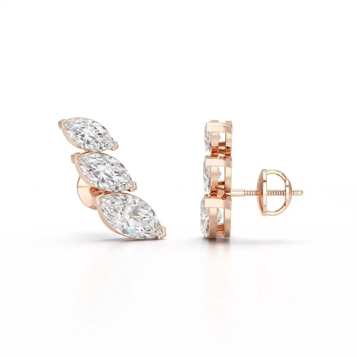 2.9 CT Trilogy Marquise Cut Lab Diamond Climber Earring Jama Jewels