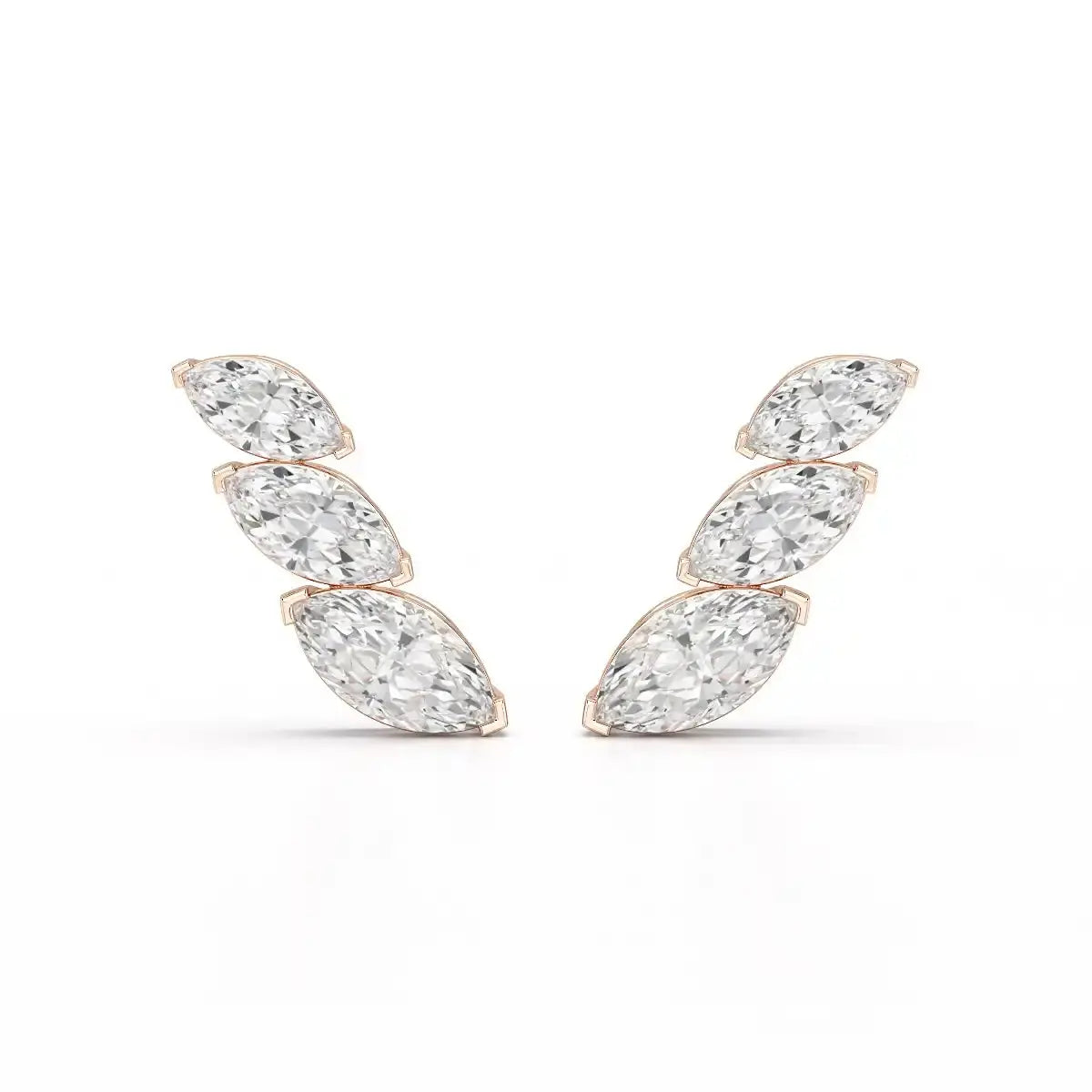 2.9 CT Trilogy Marquise Cut Lab Diamond Climber Earring Jama Jewels