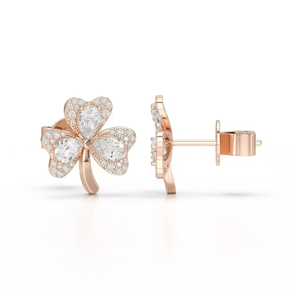 1.30 CT Petal Earring with Pear and Rounds Cut Lab Diamonds Jama Jewels