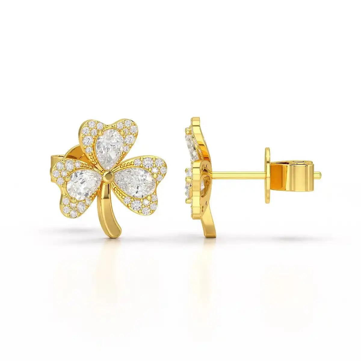 1.30 CT Petal Earring with Pear and Rounds Cut Lab Diamonds Jama Jewels