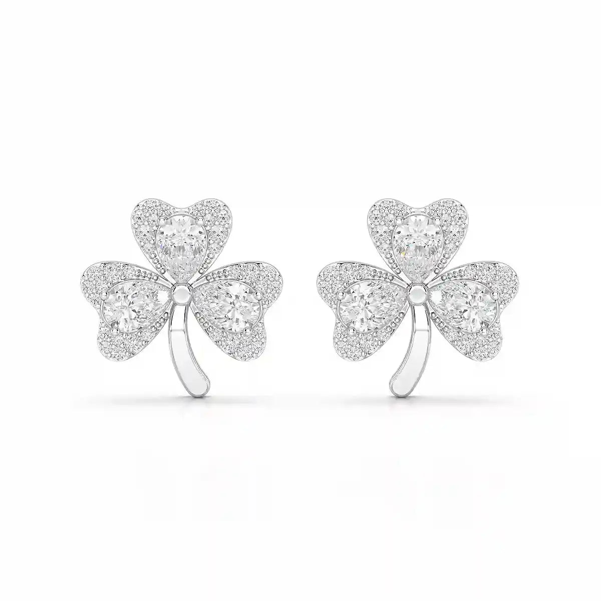 1.30 CT Petal Earring with Pear and Rounds Cut Lab Diamonds Jama Jewels