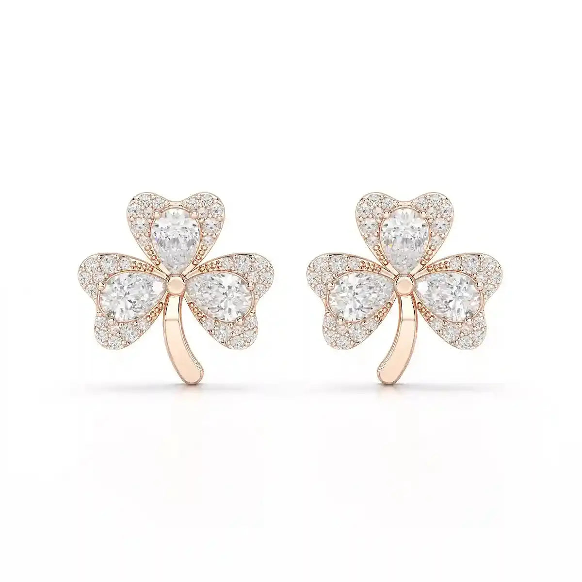 1.30 CT Petal Earring with Pear and Rounds Cut Lab Diamonds Jama Jewels