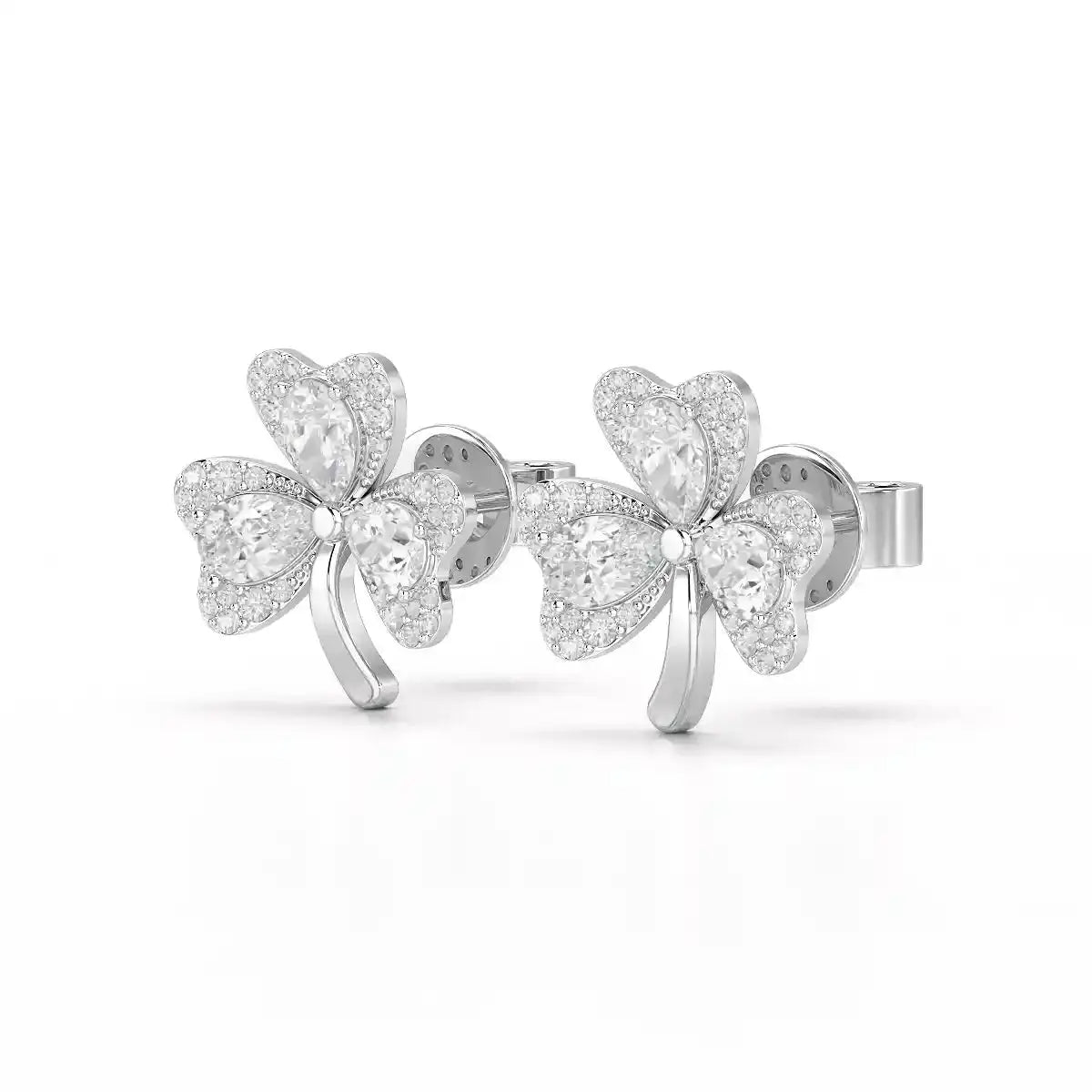 1.30 CT Petal Earring with Pear and Rounds Cut Lab Diamonds Jama Jewels
