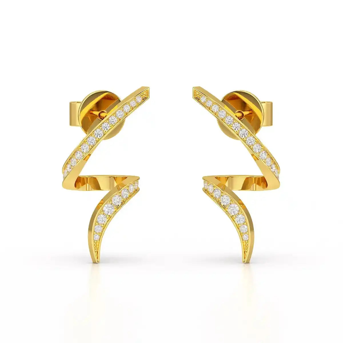 0.40 CT Spiral Earring with Round Cut Lab Diamonds Jama Jewels