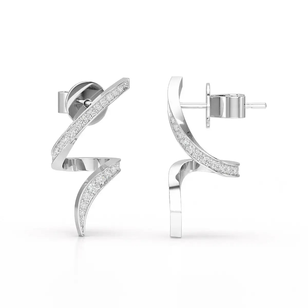 0.40 CT Spiral Earring with Round Cut Lab Diamonds Jama Jewels