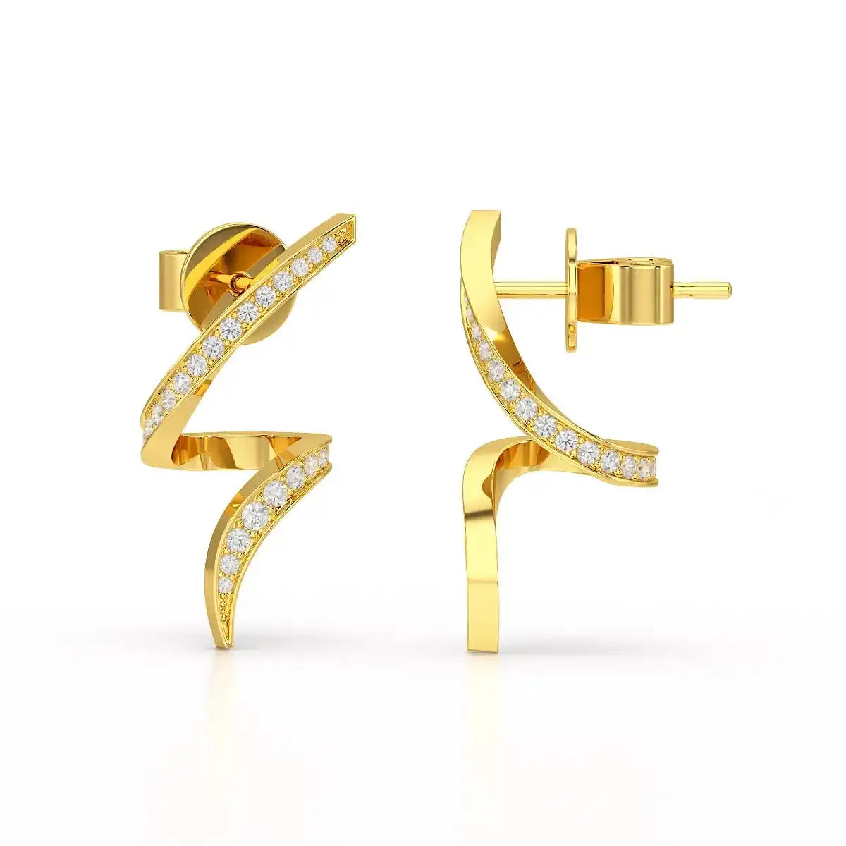 0.40 CT Spiral Earring with Round Cut Lab Diamonds Jama Jewels