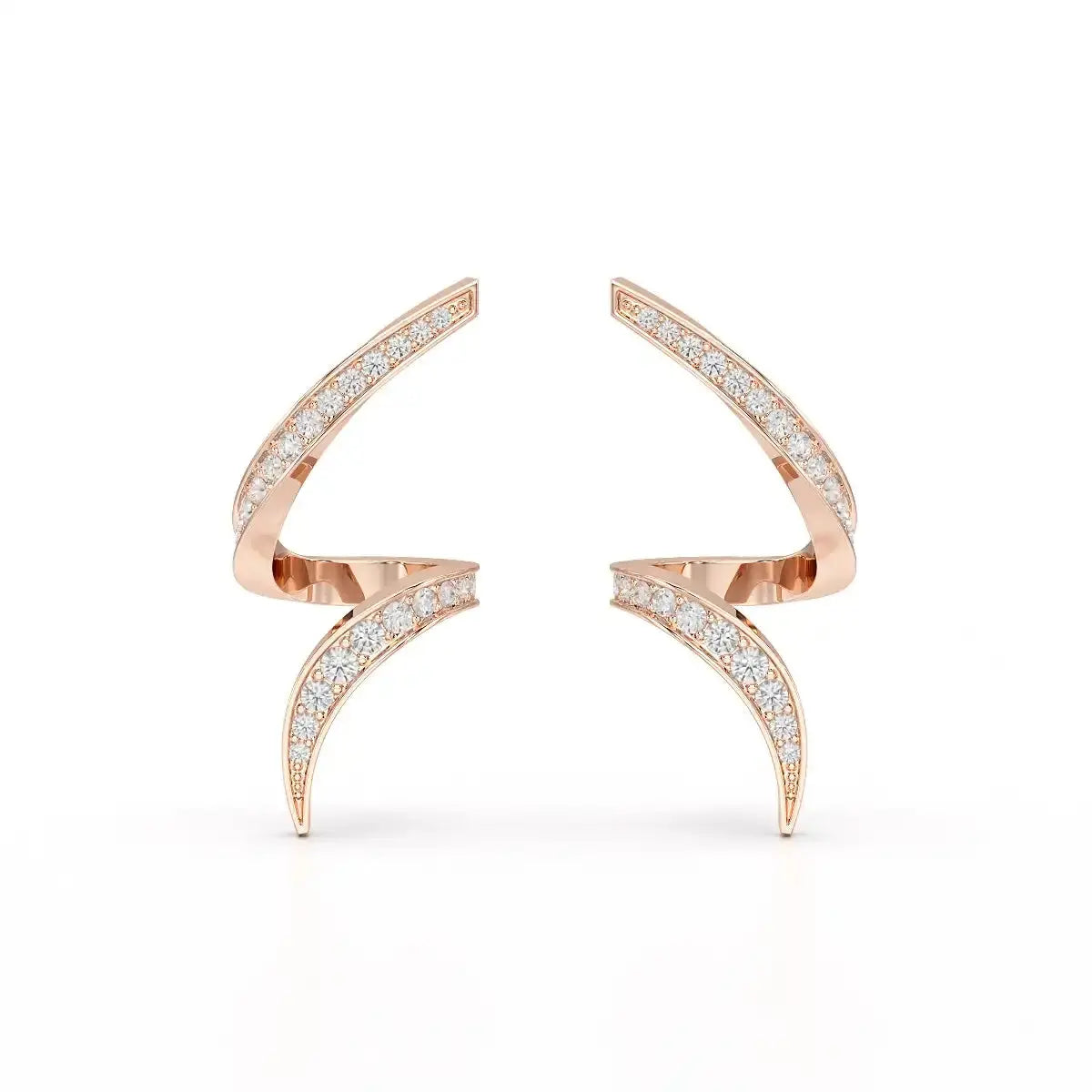 0.40 CT Spiral Earring with Round Cut Lab Diamonds Jama Jewels