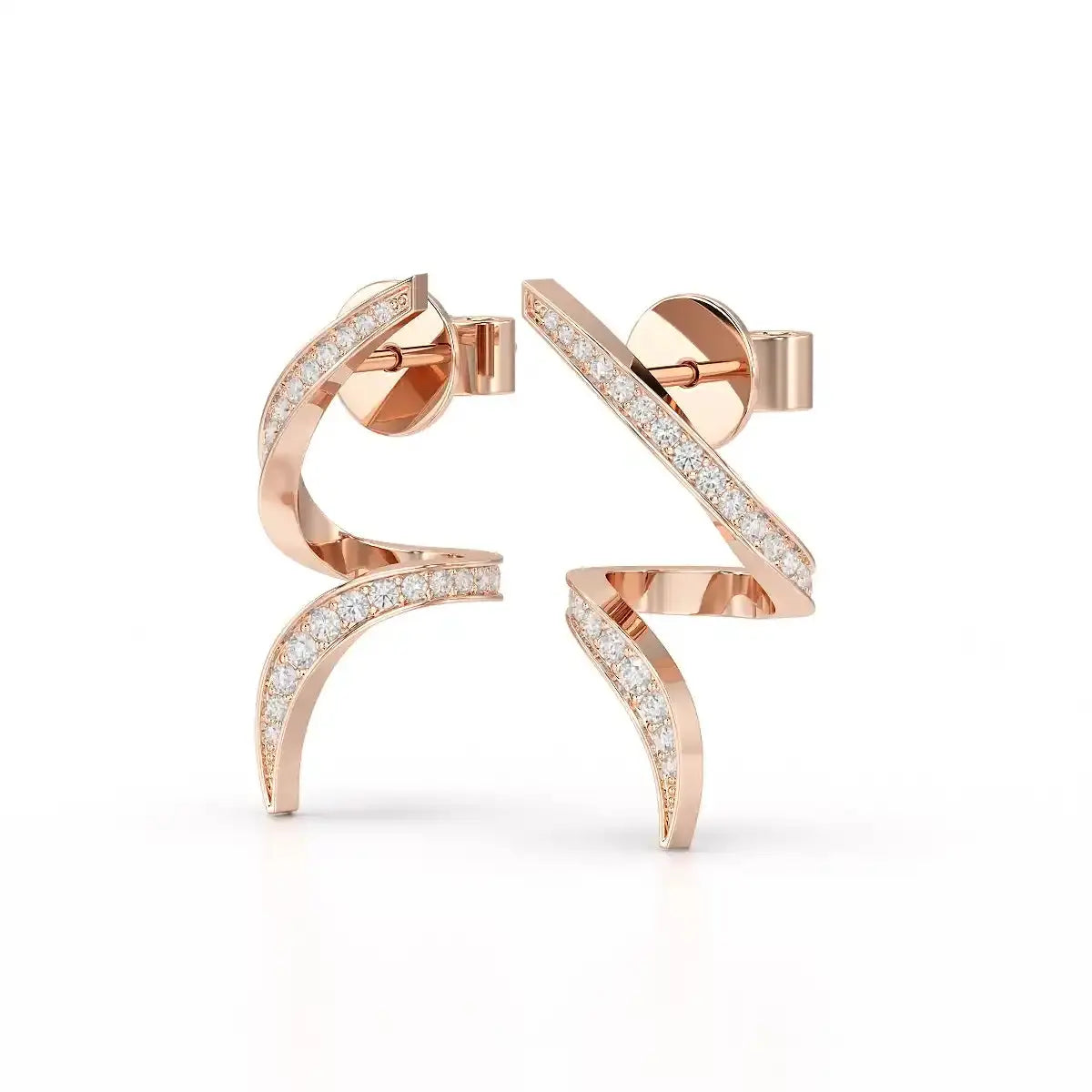 0.40 CT Spiral Earring with Round Cut Lab Diamonds Jama Jewels