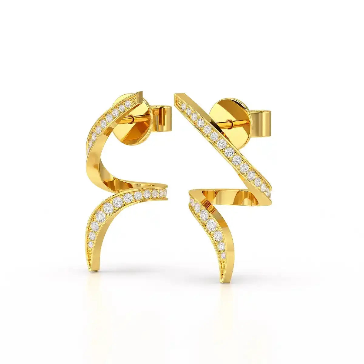 0.40 CT Spiral Earring with Round Cut Lab Diamonds Jama Jewels