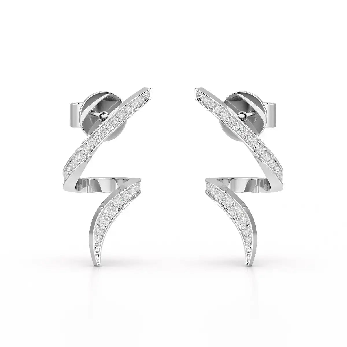 0.40 CT Spiral Earring with Round Cut Lab Diamonds Jama Jewels