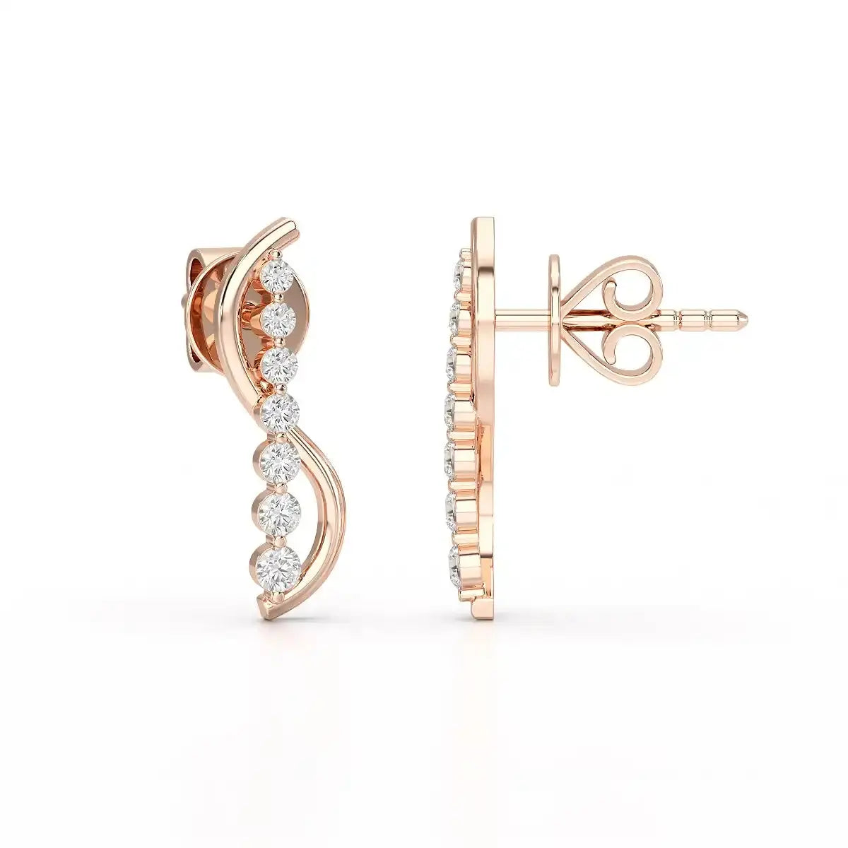 0.35 CT Swirl Lab Diamond Round Journey Earring Jama Jewels