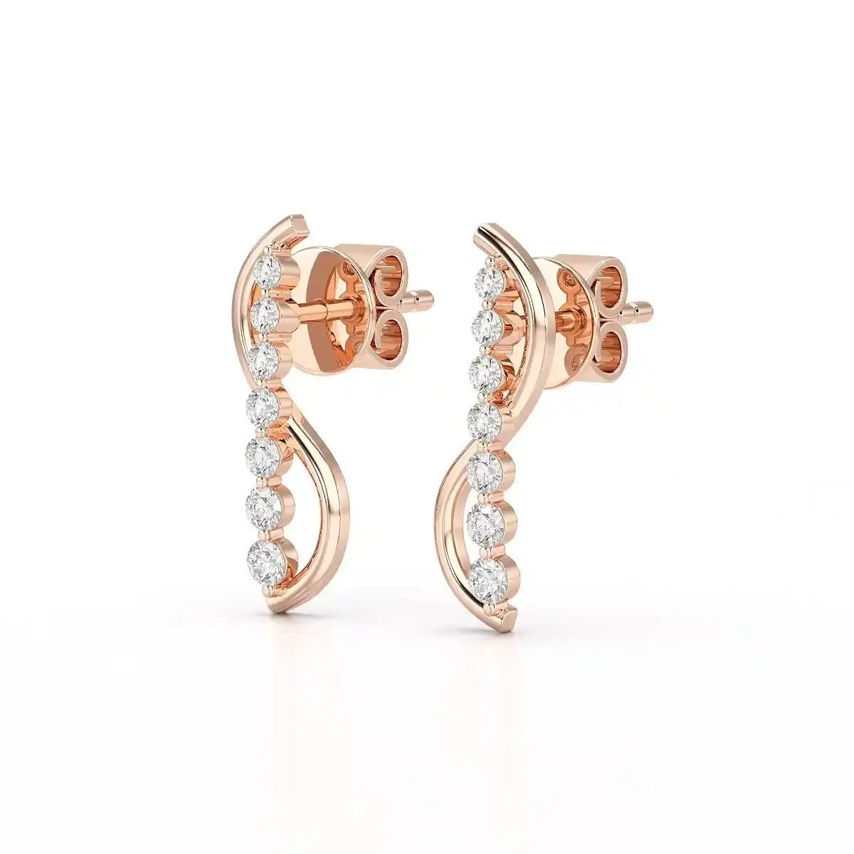 0.35 CT Swirl Lab Diamond Round Journey Earring Jama Jewels