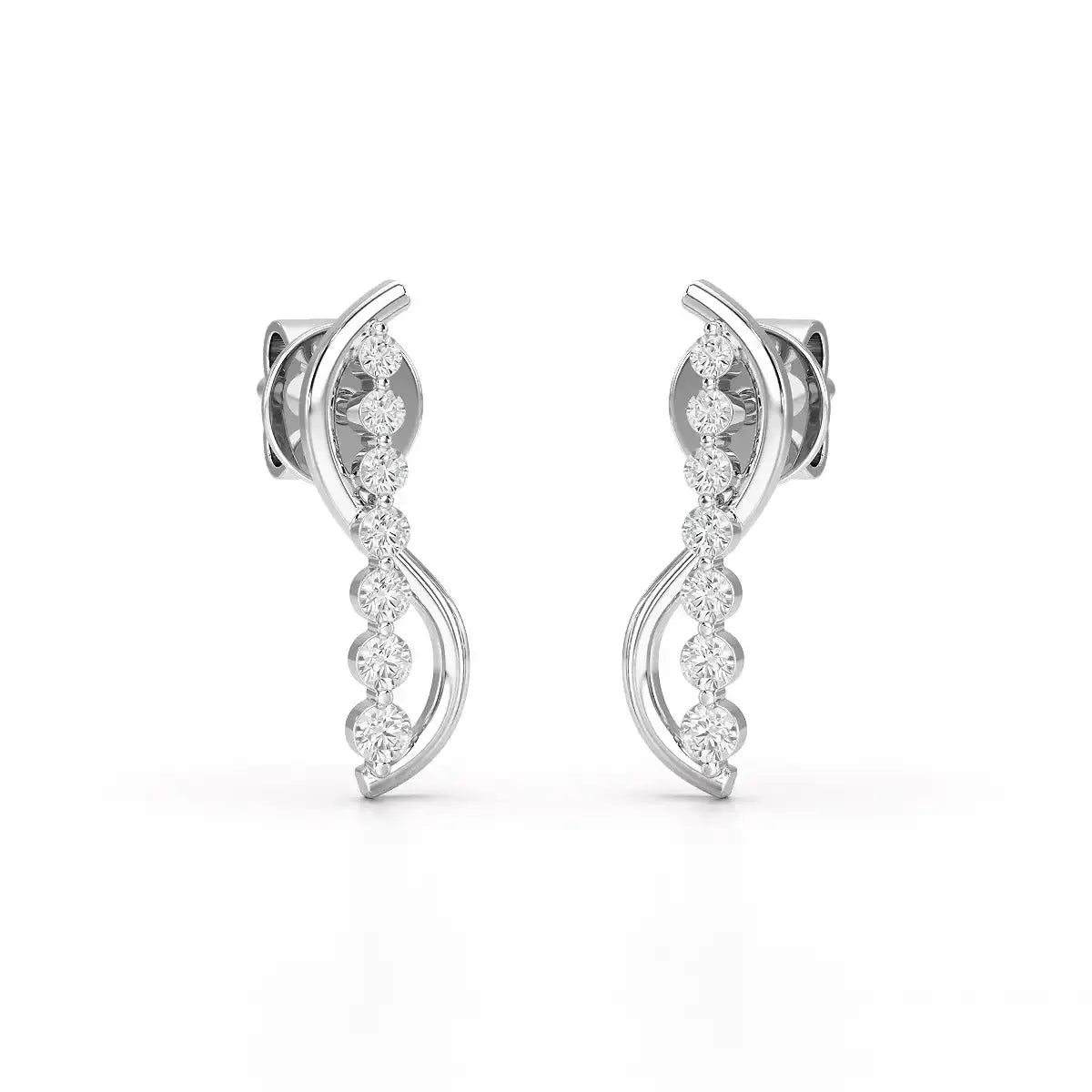 0.35 CT Swirl Lab Diamond Round Journey Earring Jama Jewels