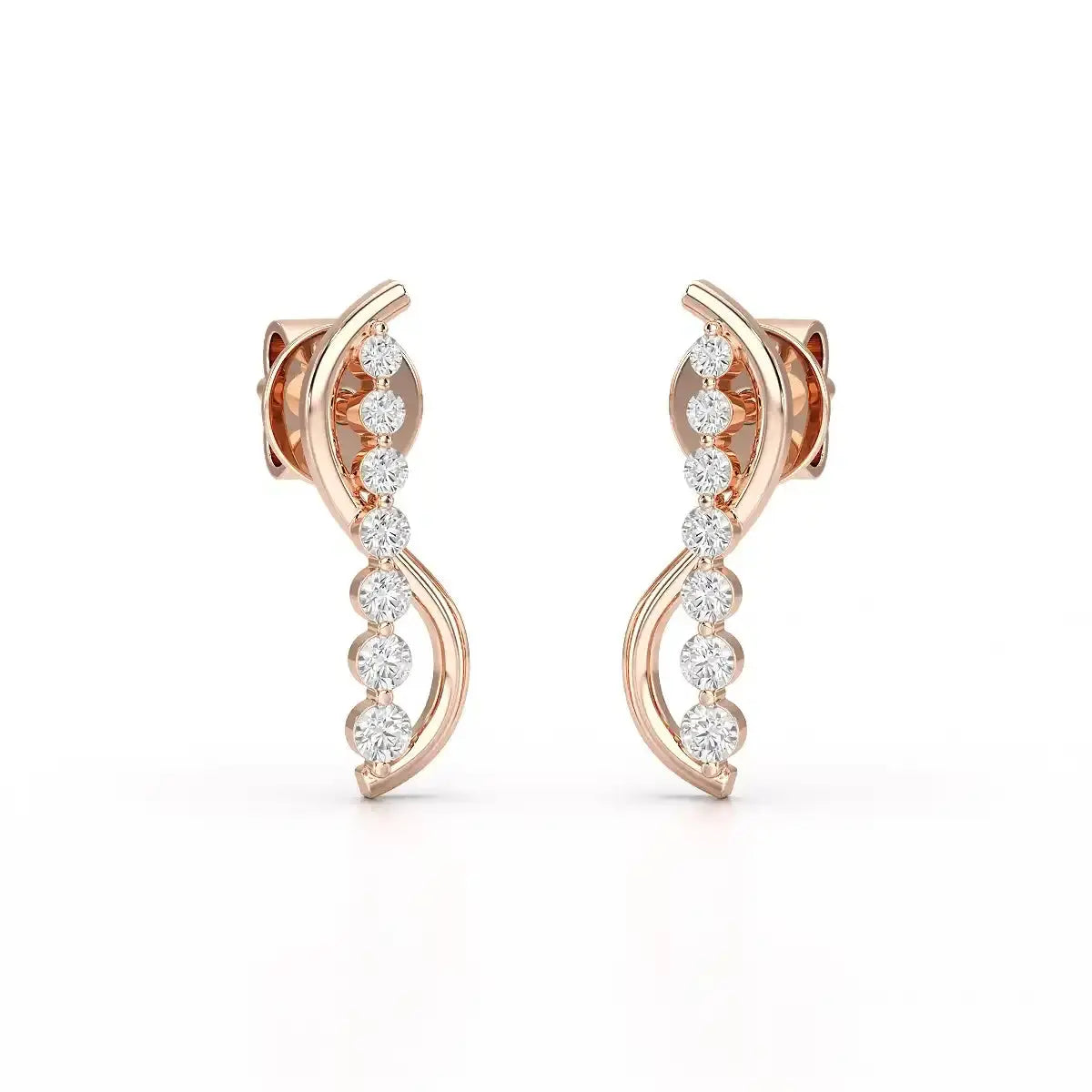 0.35 CT Swirl Lab Diamond Round Journey Earring Jama Jewels