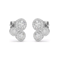 2.30 CT Trio Halo Round Cut Diamond Stud Earrings Jama Jewels