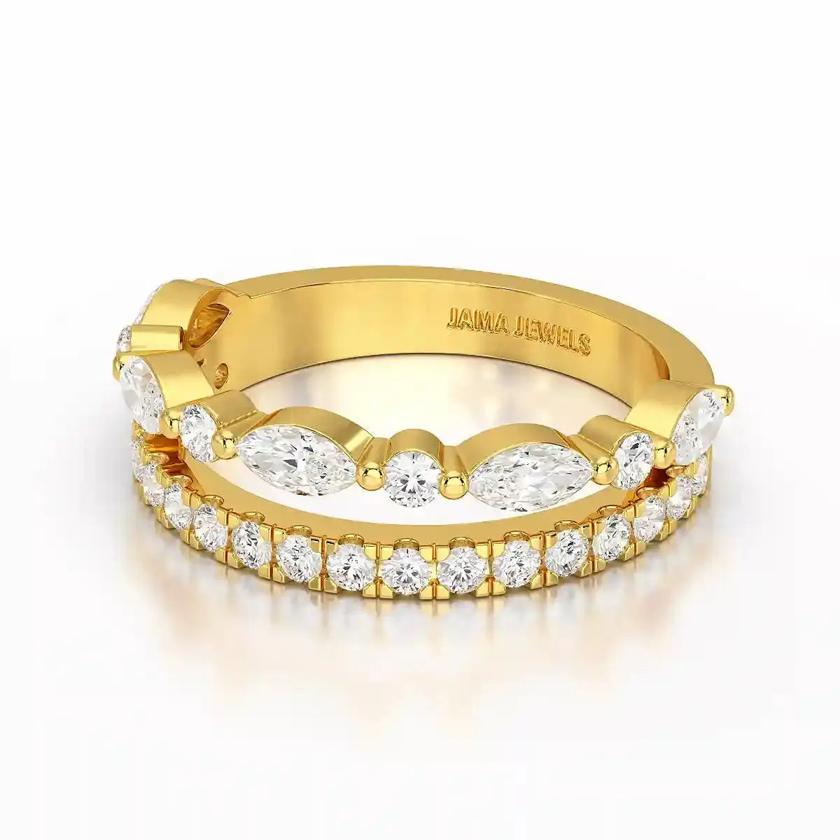 1 CT Marquise and Round Shaped Lab Diamond Ring Jama Jewels
