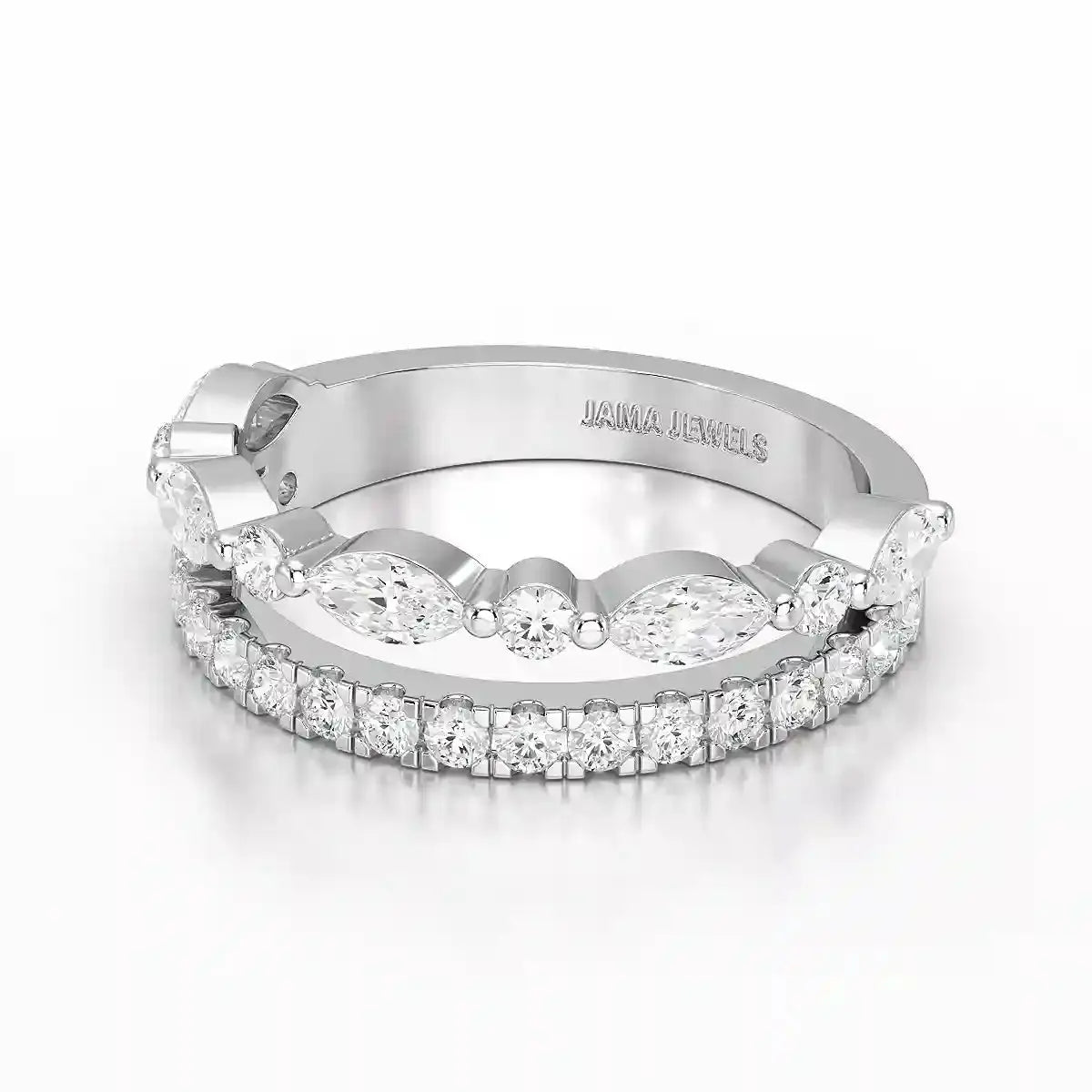 1 CT Marquise and Round Shaped Lab Diamond Ring Jama Jewels