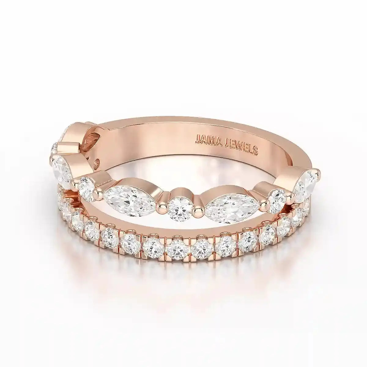 1 CT Marquise and Round Shaped Lab Diamond Ring Jama Jewels