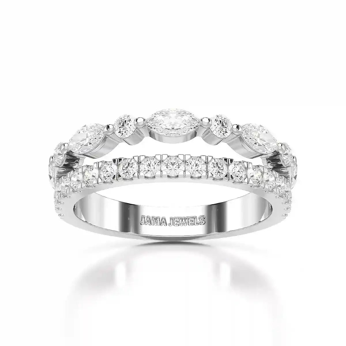 1 CT Marquise and Round Shaped Lab Diamond Ring Jama Jewels