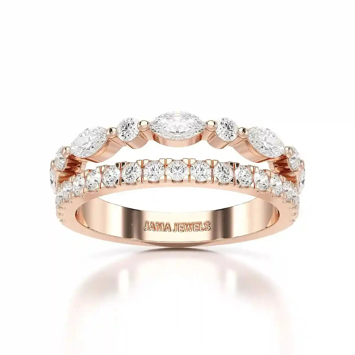 1 CT Marquise and Round Shaped Lab Diamond Ring Jama Jewels